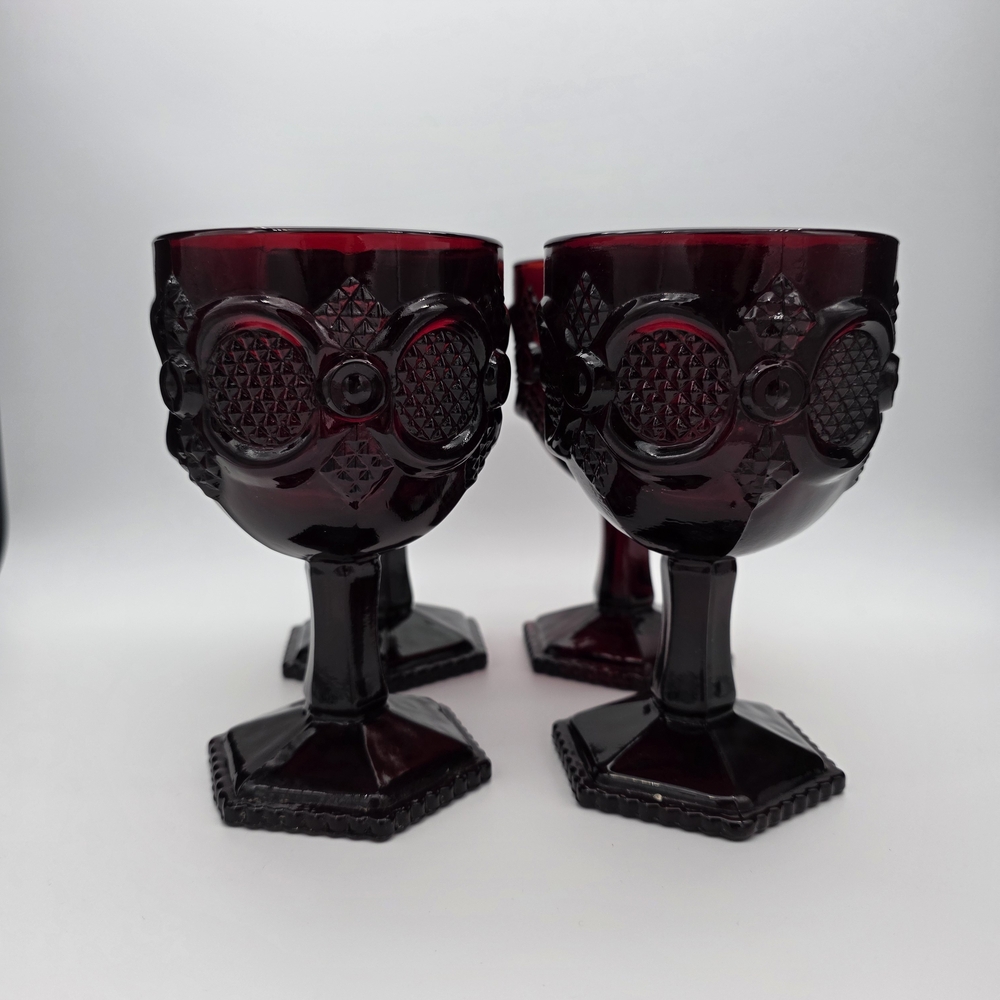 Elegant Ruby Red Goblets Set Avon